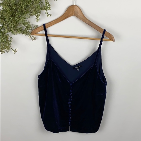 NEW Madewell Velvet Button-Down Cami Top Size 12 - Picture 3 of 8